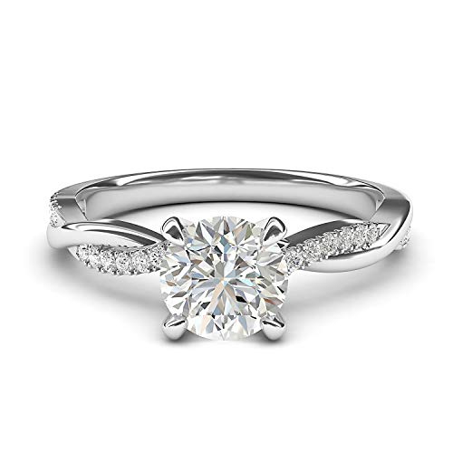 Solid 14k White Gold 4-Prong Petite Twisted Vine Simulated 1.0 CT Diamond Engagement Ring Promise Bridal Ring Solid 14k White Gold 4-Prong Petite Twisted Vine Simulated 1.0 CT Diamond Engagement Ring Promise Bridal Ring