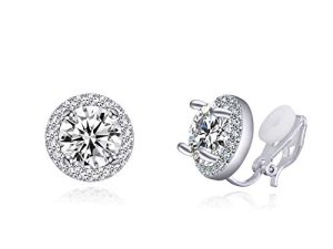 YOQUCOL Bright 8MM Cubic Zirconia Crystal Clip On Stud Earrings Round Non-Pierced Earrings For Women Girls