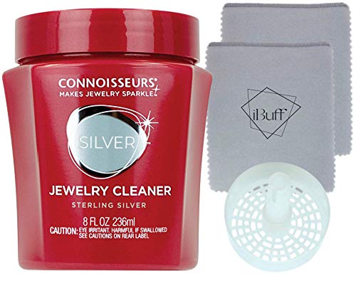 CONNOISSEURS Jewelry Cleaner for Silver Tarnish Remover with Dip Tray & Two Layer System Polishing Cloths CONNOISSEURS Jewelry Cleaner for Silver Tarnish Remover with Dip Tray & Two Layer System Polishing Cloths