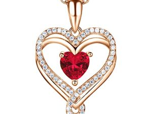 Infinity Heart Birthstone Necklace for Women 18K Rose Gold 925 Sterling Silver Birthstone Jewelry for Mom Daughter Wife Grandma Christmas Anniversary Birthday Gifts for Women Her from Husband Son Friend Diamond Pendant Necklaces