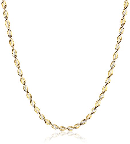 Amazon Collection Sterling Silver 18k Gold Two Tone 2.3mm Twisted Butterfly Chain Necklace Amazon Collection Sterling Silver 18k Gold Two Tone 2.3mm Twisted Butterfly Chain Necklace