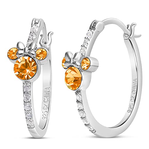 Disney Jewelry for Women Mickey Mouse or Minnie Mouse Birthstone Cubic Zirconia Hoop Earrings Disney Jewelry for Women Mickey Mouse or Minnie Mouse Birthstone Cubic Zirconia Hoop Earrings