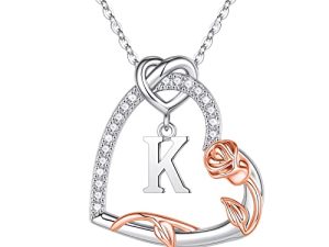 S925 Sterling Silver Rose Heart Necklaces Gifts for Women