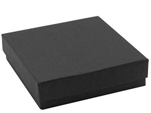 6 Pack Cotton Filled Matte Black Cardboard Jewelry Necklace Earring Bangle Anklet Pendant Bracelets Watch Gift and Retail Boxes Size 3 1/2" x 3 1/2" x 1" Inch - by R J Displays (Matte Black)