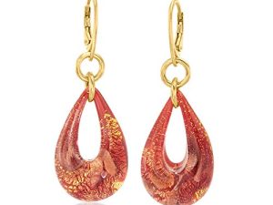 Ross-Simons Italian Murano Glass Teardrop Earrings in 18kt Gold Over Sterling