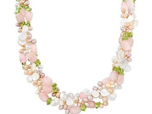 Ross-Simons 4-5mm Multicolored Cultured Pearl and Multi-Gemstone Torsade Necklace With Sterling Silver. 19 inches