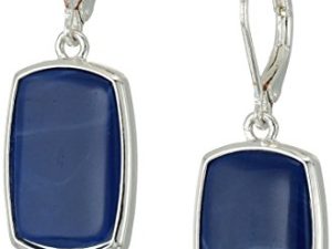 NINE WEST Women's Silvertone and Denim Large Drop Earrings