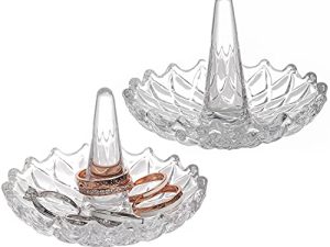 MyGift Clear Glass Ring Cone with Tray
