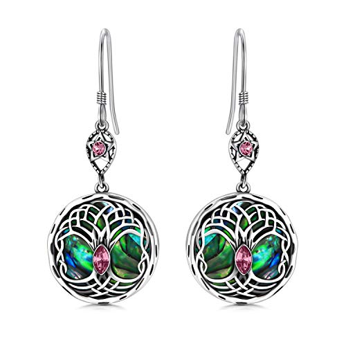 Celtic Tree of Life Earrings Sterling Silver Family Tree Dangle Drop Earrings with Birthstone Crystals Celtic Tree of Life Earrings Sterling Silver Family Tree Dangle Drop Earrings with Birthstone Crystals