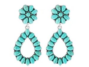 Turquoise Bohemian Dangle Metal Large Oval Earrings Statement Teardrop Earrings Western Earrings For Women Girls