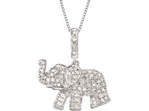 Ross-Simons 0.33 ct. t.w. Pave Diamond Baby Elephant Pendant Necklace in Sterling Silver