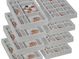 DIOMMELL 8 Pack Stackable Velvet Jewelry Trays Organizer