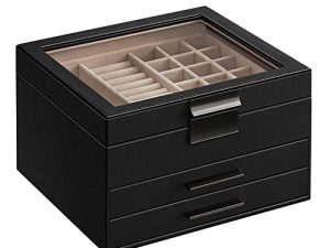 SONGMICS Jewelry Box with Glass Lid