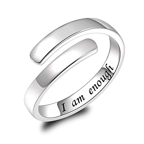 925 Sterling Silver Inspirational Jewelry Rings Adjustable Ring Personality Encouragement Gift for Teens Girls Women 925 Sterling Silver Inspirational Jewelry Rings Adjustable Ring Personality Encouragement Gift for Teens Girls Women