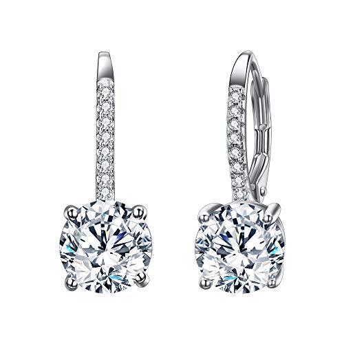 EVER FAITH 925 Sterling Silver CZ Prong Setting Gorgeous Bridal Prom Leverback Dangle Earrings EVER FAITH 925 Sterling Silver CZ Prong Setting Gorgeous Bridal Prom Leverback Dangle Earrings
