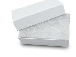 The Display Guys – Cardboard Jewelry Boxes With Cotton – 100 Pack – White Swirl – #21 (2 5/8" x 1 5/8" x 1")