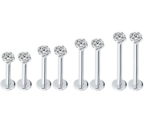 Injoy Jewelry 16G Stainless Steel 3mm CZ Lip Studs Labret Monroe Nose Tragus Helix Ear Piercing Jewelry Injoy Jewelry 16G Stainless Steel 3mm CZ Lip Studs Labret Monroe Nose Tragus Helix Ear Piercing Jewelry