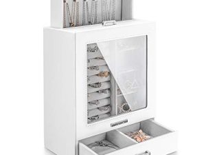 Homde Jewelry Organizer Girls Women Jewelry Box for Necklaces Rings Earrings Gift Jewelry Storage Case Porcelain Pattern Series (White)