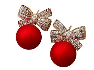 Womens Full Rhinestones Christmas Earrings New Year Jewelry Gift for Women Kids Classic Cartoon Earrings