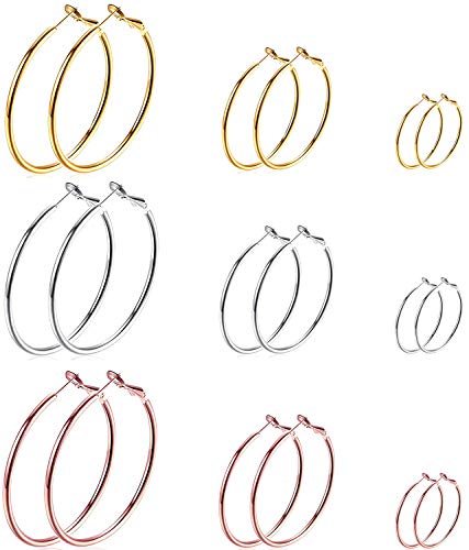 Cocamiky 9 Pairs Big Hoop Earrings Cocamiky 9 Pairs Big Hoop Earrings
