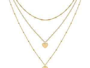 Dainty Layered Initial Choker Necklaces Handmade 14K Gold Plated Tiny Heart Personalized Letter Disc Pendant Adjustable Chain Layering Gold Necklaces for Women Girls Gift Jewelry