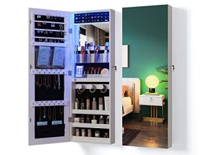 Lvifur LED Strip Jewelry Armoire Cabinet 3 Color Dimming