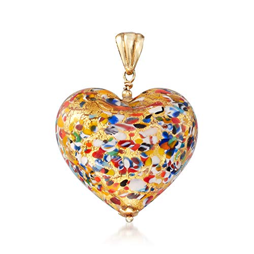Ross-Simons Italian Murano Glass Heart Pendant in 18kt Gold Over Sterling Ross-Simons Italian Murano Glass Heart Pendant in 18kt Gold Over Sterling