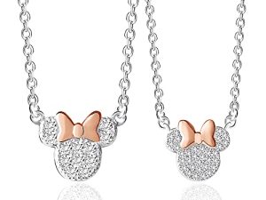 Disney Minnie Mouse Mother Daughter Necklace Set - Minnie Mouse Necklace for Mom and Daughter Jewelry