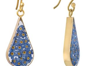 Amazon Collection Sterling Silver Pressed Flower Teardrop Earrings