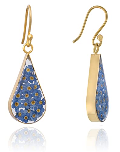 Amazon Collection Sterling Silver Pressed Flower Teardrop Earrings Amazon Collection Sterling Silver Pressed Flower Teardrop Earrings