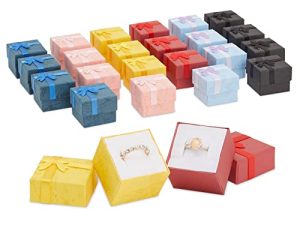 Juvale 24 Count Ring Gift Box Set with Bow for Anniversaries