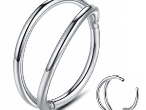 Yrogcu 20G 18G 16G 14G Single/Double Hoop Stainless-Steel Seamless-Hinged-Piercing Segment-Clicker Nose-Ring-Hoop : Diameter 6mm 8mm 10mm 12mm Cartilage Earrings