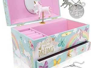 The Memory Building Company Unicorn Jewelry Box for Girls & Boys - Kids Music Box - Musical Jewelry Box for Little Girls - Christmas Gifts and Toys for Girls and Boys