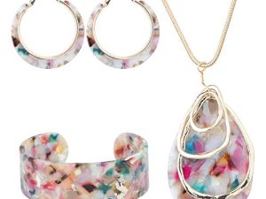 ORAZIO Acrylic Jewelry Set for Women Statement Boho Resin Earrings Necklace Bracelet
