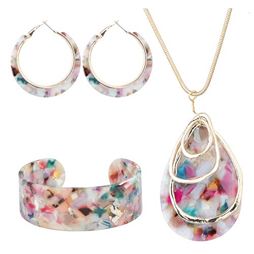 ORAZIO Acrylic Jewelry Set for Women Statement Boho Resin Earrings Necklace Bracelet ORAZIO Acrylic Jewelry Set for Women Statement Boho Resin Earrings Necklace Bracelet