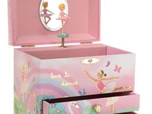 Jewelkeeper Ballerina and Rainbow Musical Jewelry Box with 2 Pullout Drawers