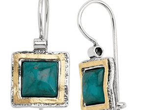 Silpada 'Emerald Lake' Compressed Turquoise Drop Earrings in Sterling Silver & 14K Gold Plate