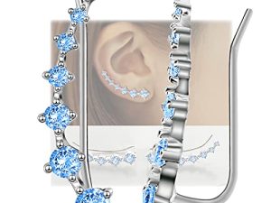 Ear Jewelry for Women 7 Star Ear Cuffs Climber Earrings 925 Sterling Silver Hypoallergenic Earring with Cubic Zirconia for Birthday Gift