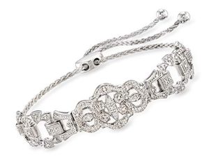 Ross-Simons 0.25 ct. t.w. Diamond Openwork Bolo Bracelet in Sterling Silver