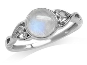 Silvershake 7mm Natural Moonstone 925 Sterling Silver Victorian Style Solitaire Ring
