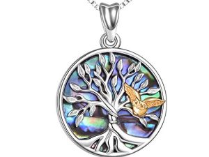 Tree of Life Necklace for Women Sterling Silver Family Tree of Life Owl Pendant Necklace Jewelry Gifts for Women Teens Girls Mom Daughter Wife Girlfriend