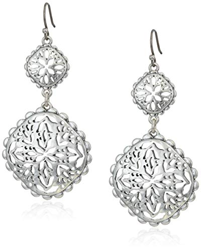 Lucky Brand Women's Silver Openwork Compass Statement Drop Earrings Lucky Brand Women's Silver Openwork Compass Statement Drop Earrings