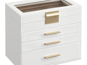 SONGMICS Jewelry Box with Glass Lid