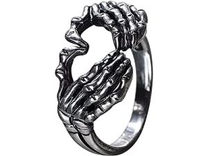 ManRiver Love Hand Sign Rings for Women - Novelty Heart Shape Retro Alloy Rings Jewelry Accessory Gifts Size 5-10 (Silver