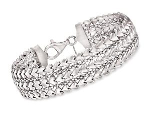 Ross-Simons Italian Sterling Silver Multi-Row Heart Bracelet