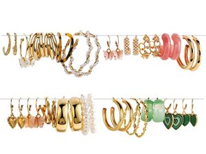 20 Pairs Fashion Earrings for Women Girls - Gold Hoop Earrings Set - Stud Drop Earrings Crystal Pearl Stud Earrings Set for Birthday Party Jewelry Gift
