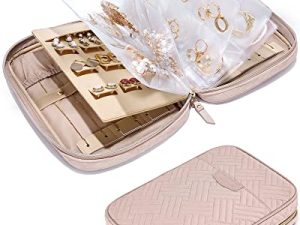 BAGSMART Jewelry Travel Organizer Case Transparent Jewelry Storage Book Ring Binder Jewelry Bags Clear Booklet Zipper Pouch Bag for Necklaces