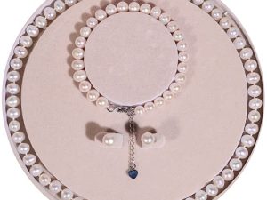 AOOVOO Genuine Freshwater Cultured Pearl Necklace and Earring Set