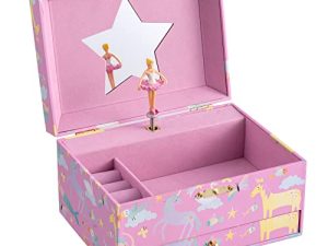Lekymo Girls Jewelry Box Kids Jewelry Box Musical Ballerina Box for Girls