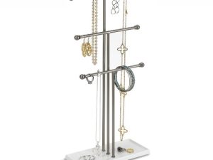 Umbra Trigem Hanging Jewelry Organizer Tiered Tabletop Free Standing Necklace Holder Display